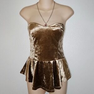 Vivace Gold Velvet Peplum Tube‎ Top